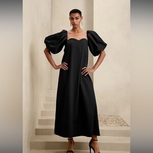Banana Republic Black Maxi Dress with Puff Sleeves